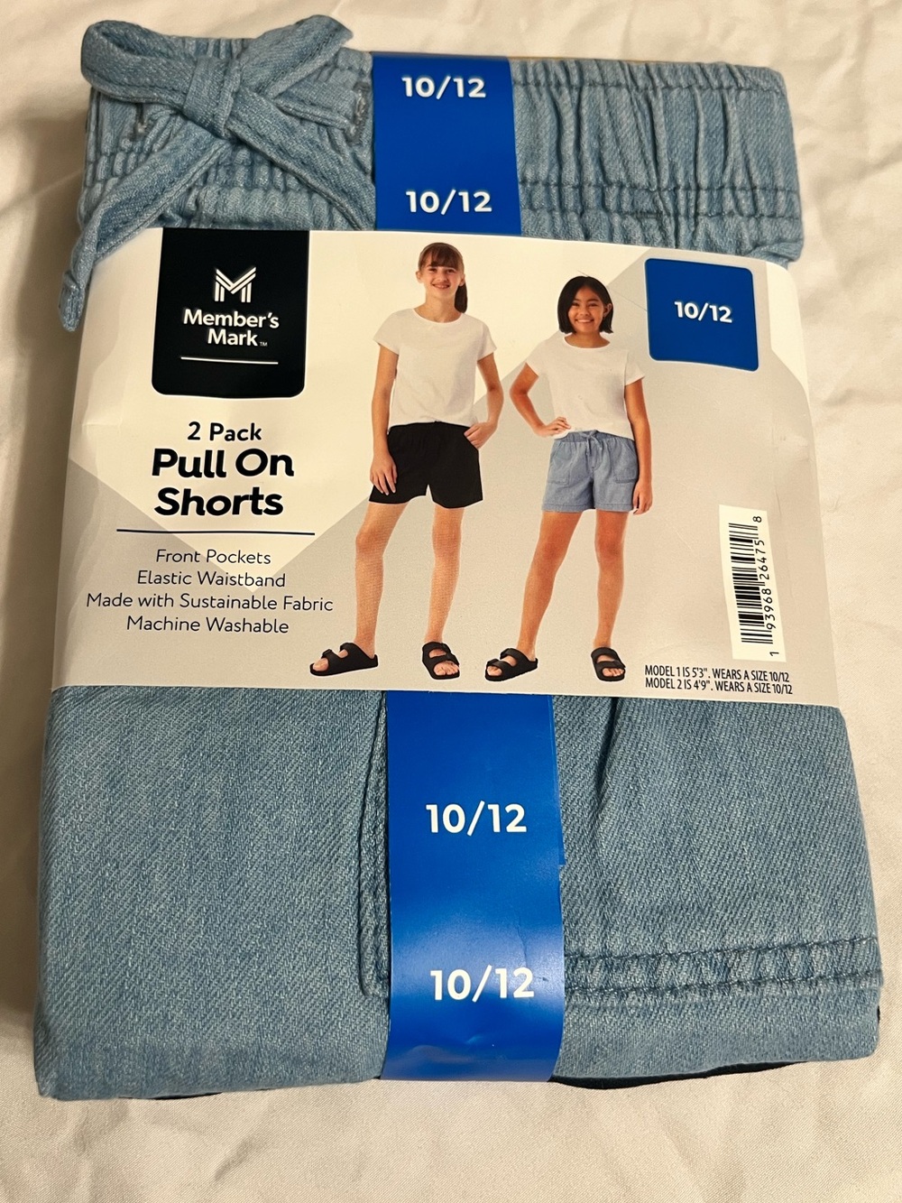 NWOT 2 pack Light Blue and Black Pull-On Shorts - 10/12